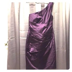 David’s bridal PLUM one shoulder dress